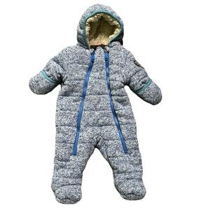 Weatherproof Baby Blue Winter Warm Sherpa Lined Bunting Suit Size 3-6 Months
